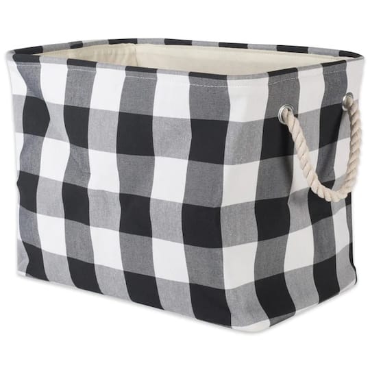 DII® Medium Buffalo Check Polyester Rectangle Bin in Black/White | 16" x 10" x 12" | Michaels®